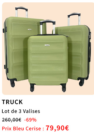  Bleu Cerise Bagagerie Lot de 3 valises en promotions 