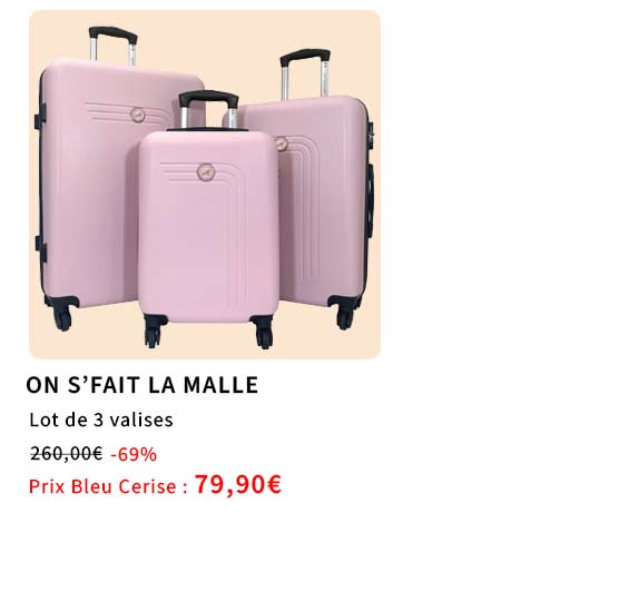  Bleu Cerise Lot de valises on s'fait la malle en Promotion 