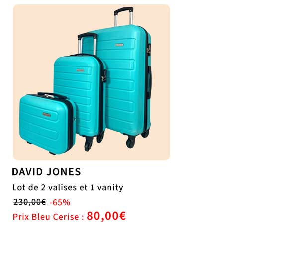  Bleu Cerise Lot de valises David Jones en Promotion 