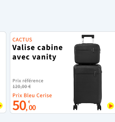  Bleu Cerise Bagagerie Valise Cabine + Vanity Cactus Promotion 