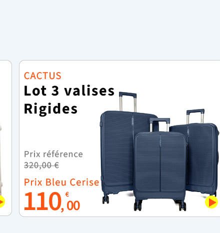  Bleu Cerise Bagagerie Lot 3 valises Promotion
