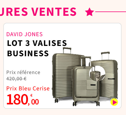  Bleu Cerise Bagagerie DAVID JONES Lot 3 valises Business Promotion