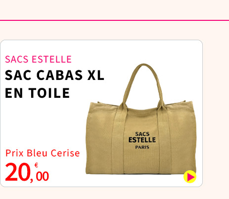 Bleu Cerise Sac Cabas XL en toile 20€