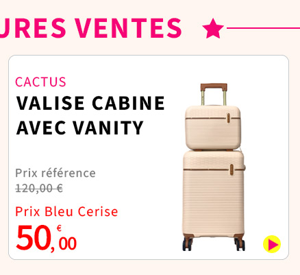 Bleu Cerise Bagagerie Cactus Lot Valise Cabine Vanity Promotion