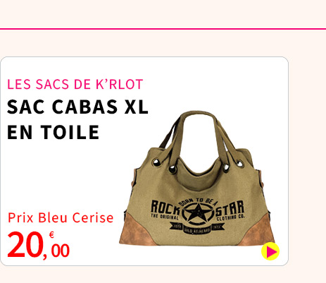 Bleu Cerise Sac Cabas XL en toile 20€