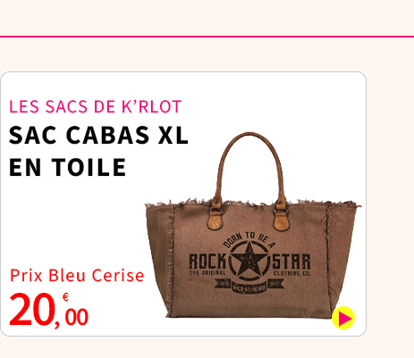 Bleu Cerise Sac Cabas XL en toile 20€