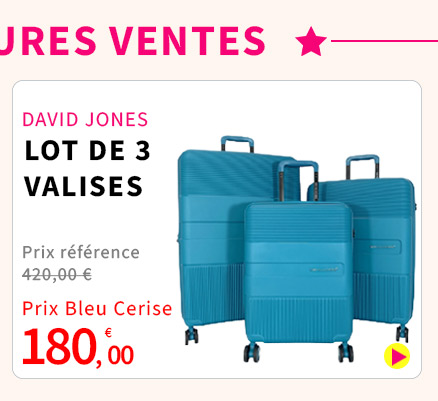  Bleu Cerise Bagagerie David Jones Lot de Valises Promotion