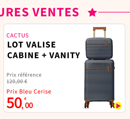  Bleu Cerise Bagagerie Cactus Lot de Valises Promotion