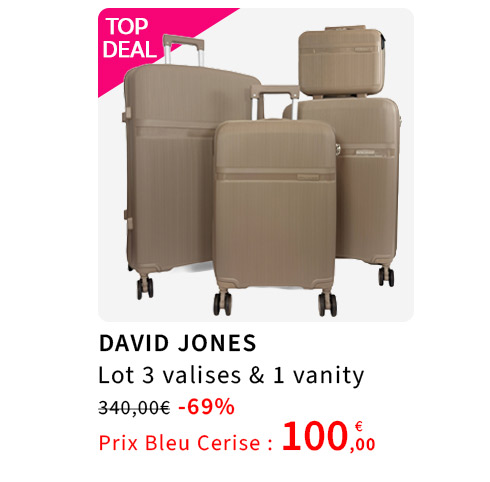  Bleu Cerise Bagagerie Lot 4 Bagages Soldes 
