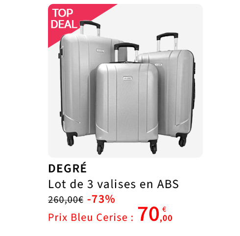  Bleu Cerise Bagagerie Lot de 3 valises ABS Promotion 70€ 