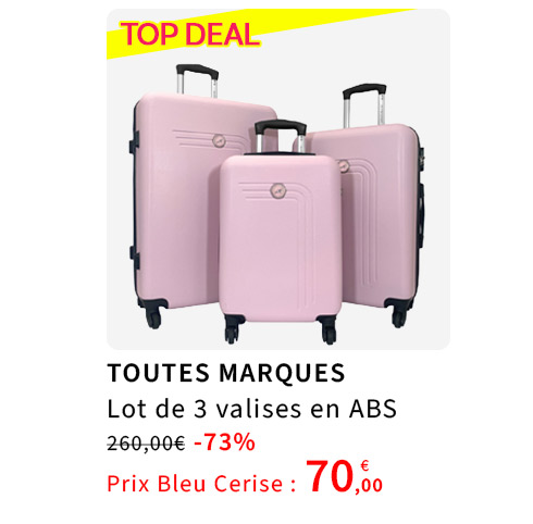  Bleu Cerise Bagagerie Lot de 3 valises ABS Promotion 