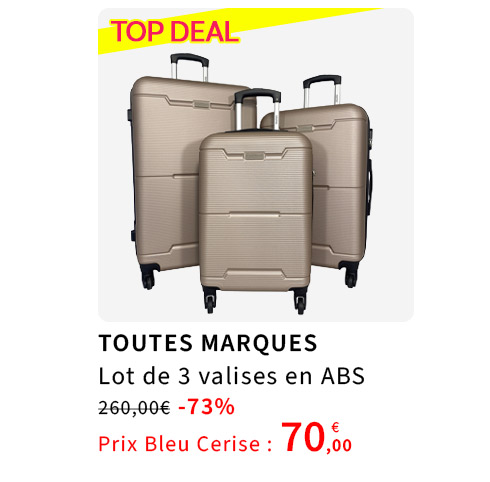  Bleu Cerise Bagagerie Lot de 3 valises ABS Promotion 