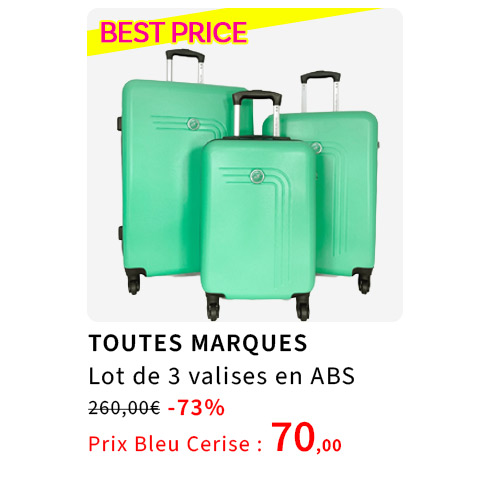  Bleu Cerise Bagagerie Lot de 3 valises ABS Promotion 70€ 