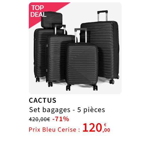  Bleu Cerise Bagagerie Lot de 3 valises ABS Promotion 70€ 