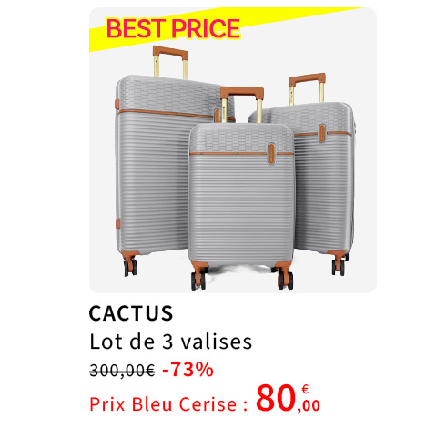  Bleu Cerise Bagagerie Lot de 3 valises Cactus Promotion 