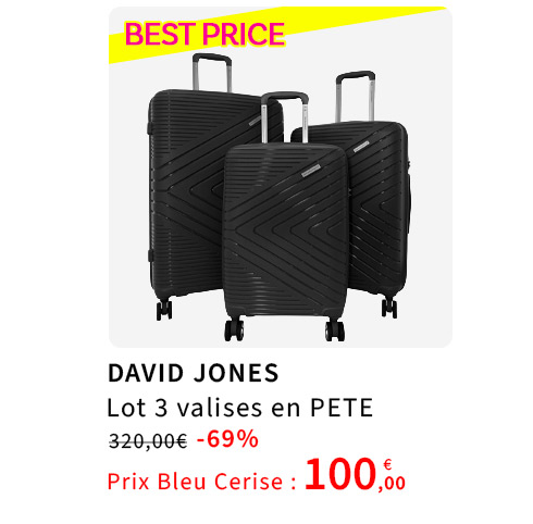 Bleu Cerise Bagagerie Lot de 3 valises Promotion 100€ 