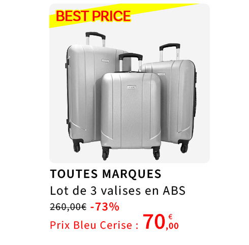  Bleu Cerise Bagagerie Lot de 3 valises ABS Promotion 70€ 