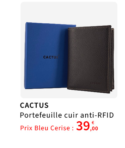 Bleu Cerise Portefeuille en cuir anti-rfid