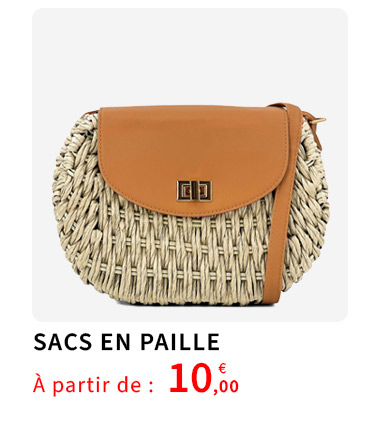 Bleu Cerise Sac a main femme en paille Pas Cher