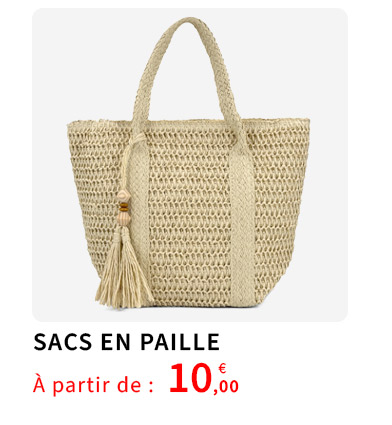 Bleu Cerise Sac a main femme en paille Pas Cher