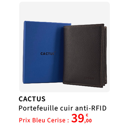  Bleu Cerise Portefeuille en cuir anti-rfid