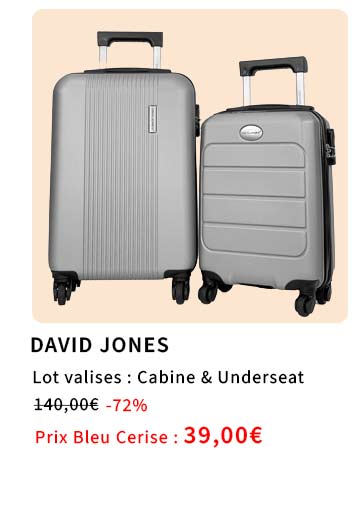  Bleu Cerise Bagagerie Lot de 2 valises cabine David Jones en promotion 